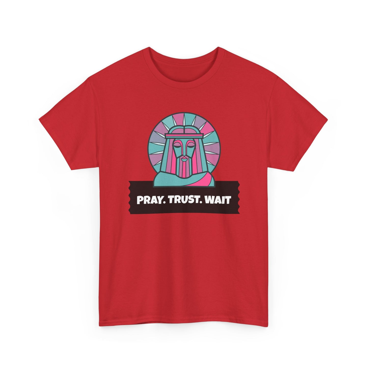 Spiritual Unisex Cotton Tee, Motivational Graphic Shirt, Pray Trust Wait Tee, Gifts for Him/Her, Casual Wear