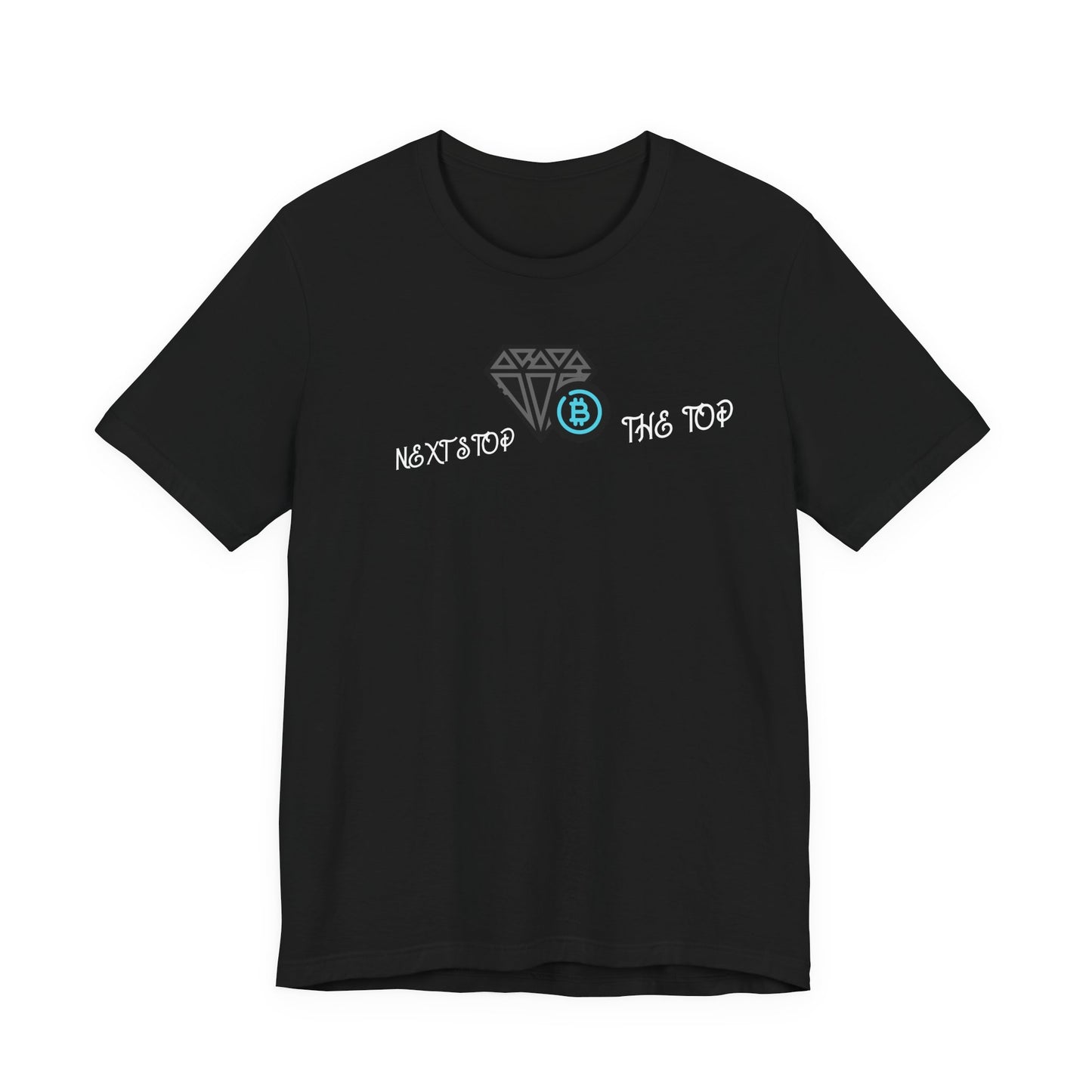 Unisex Jersey Tee with "Never Stop at the Top" Design, Motivational Shirt, Gift for Dreamers, Casual Wear, Inspirational Apparel
