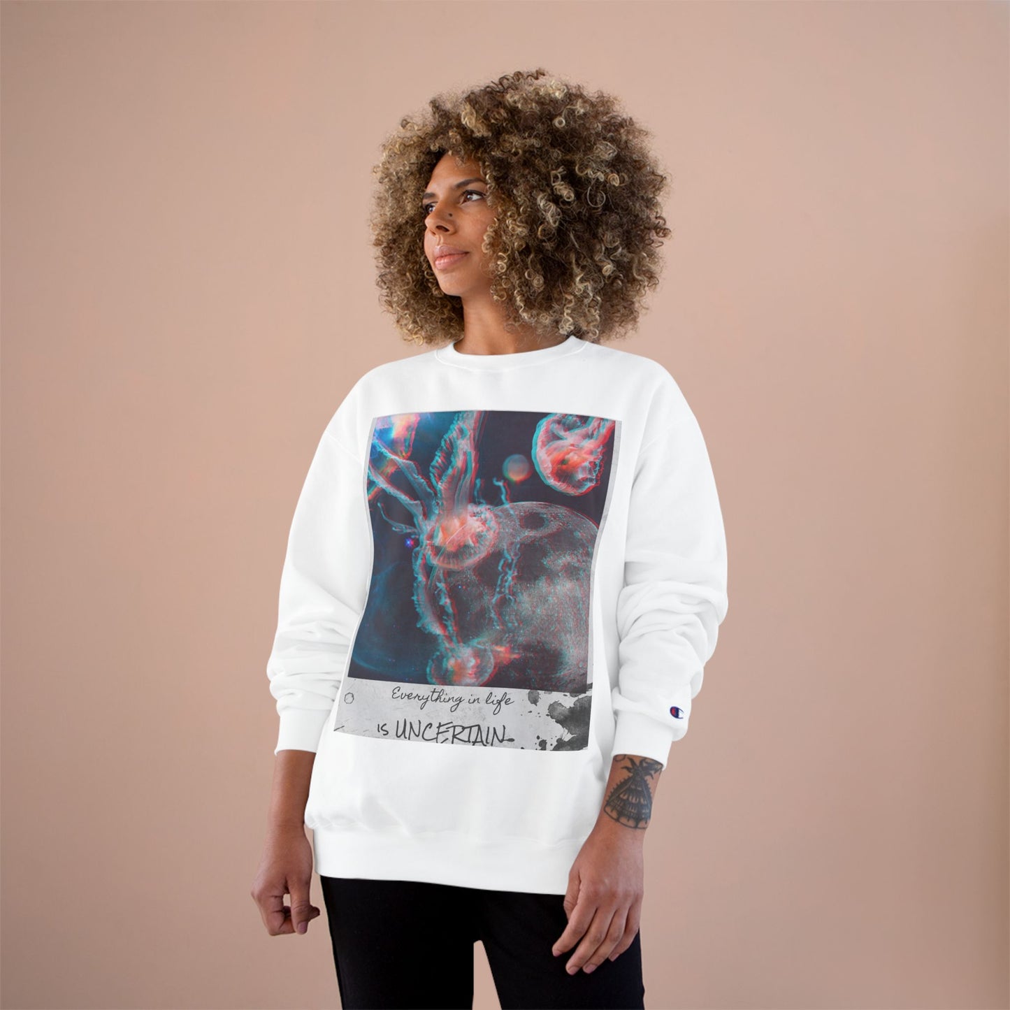 Jellyfish Polaroid Print Sweatshirt | Uncertain Life Quote