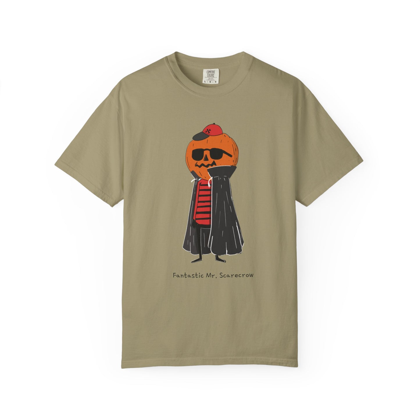 Funny Pumpkin Unisex Garment-Dyed T-shirt, Mr FANTASTIC scarecrow FOR HALLOWEEN, Fall Tee, Halloween Shirt, Pumpkin Costume, Autumn Apparel