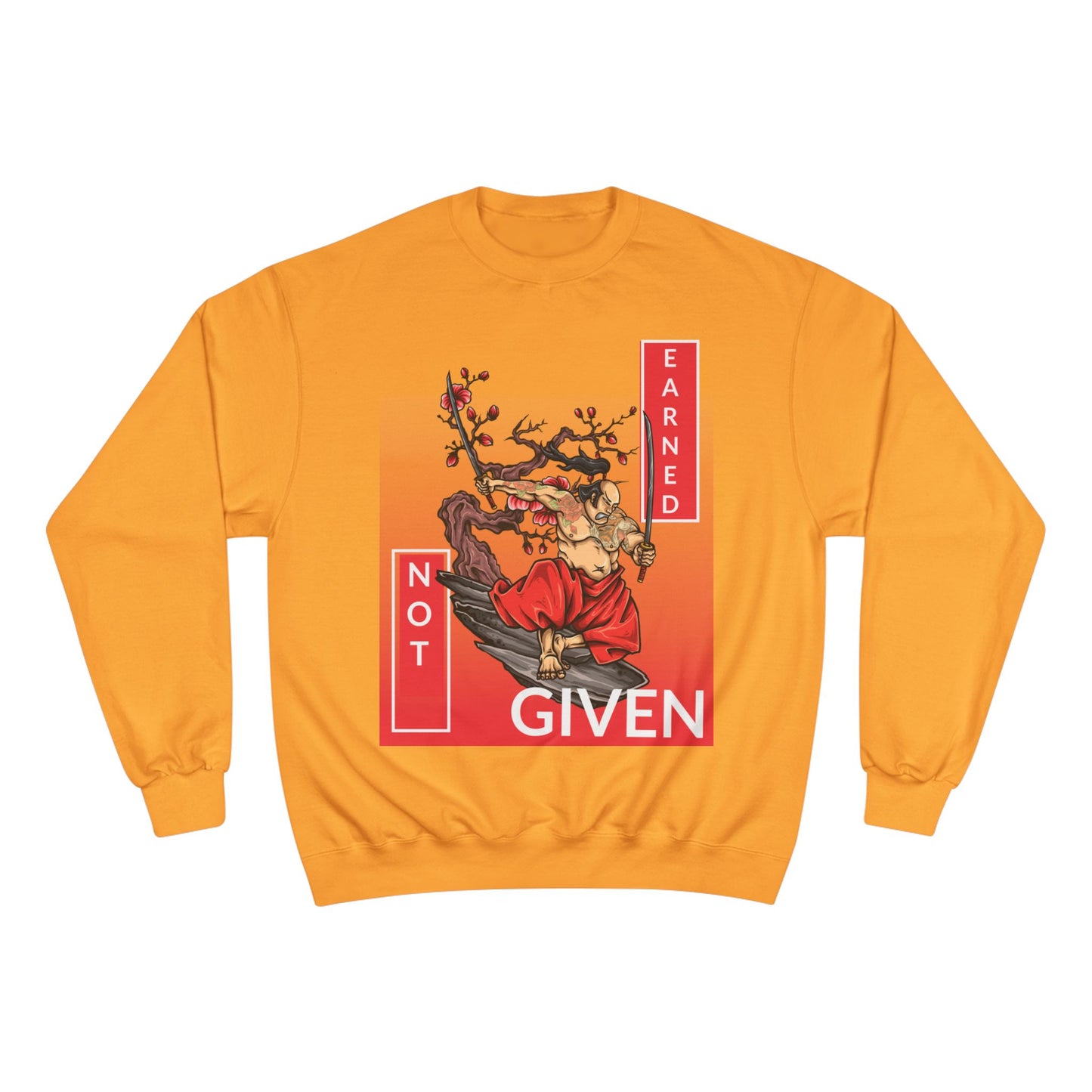 Champion sweatshirt™ Not Given Earned samurai illustration Sweatshirt | Japanese warrior, cherry blossom
