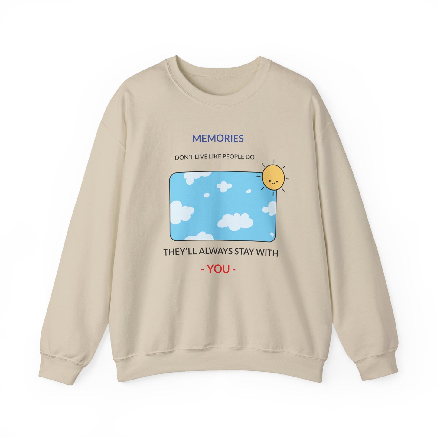 Memories Sun & Clouds Crewneck Sweatshirt, Cozy Unisex Pullover, Gift for Friends, Relaxed Style, Perfect for Everyday Wear, [...]