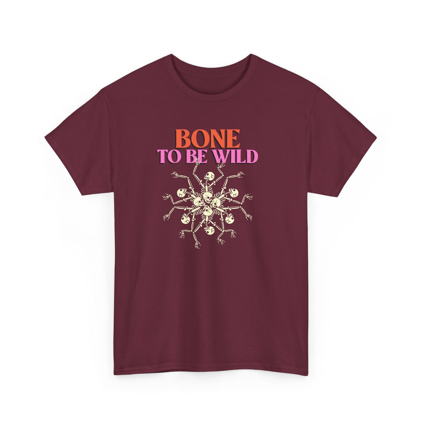 Bone to Be Wild Unisex Heavy Cotton Tee | Swag Graphic Tee, Halloween Costume, Trendy T-Shirt, Gift for Grown-Ups, Unique Fall Fashion