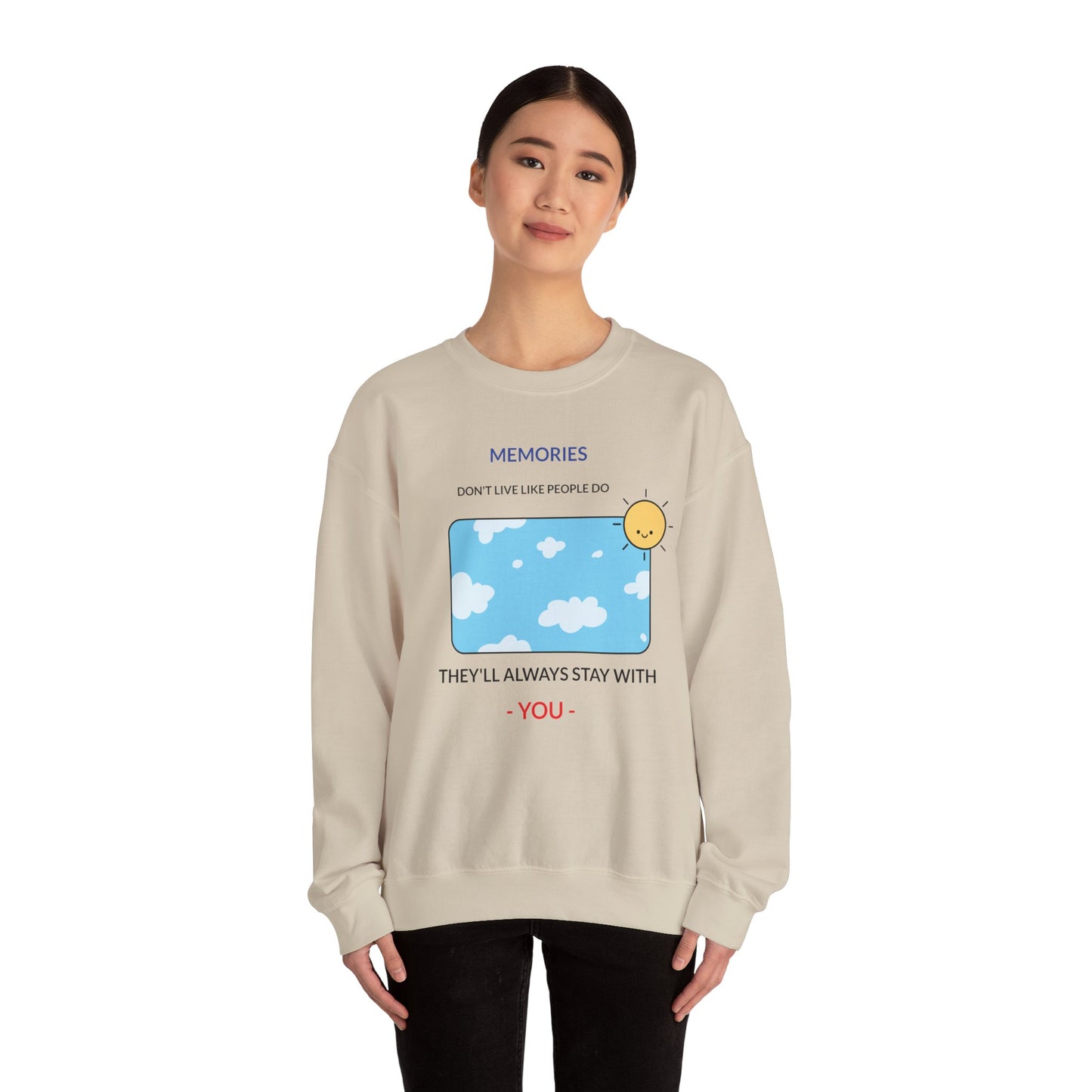 Memories Sun & Clouds Crewneck Sweatshirt, Cozy Unisex Pullover, Gift for Friends, Relaxed Style, Perfect for Everyday Wear, [...]
