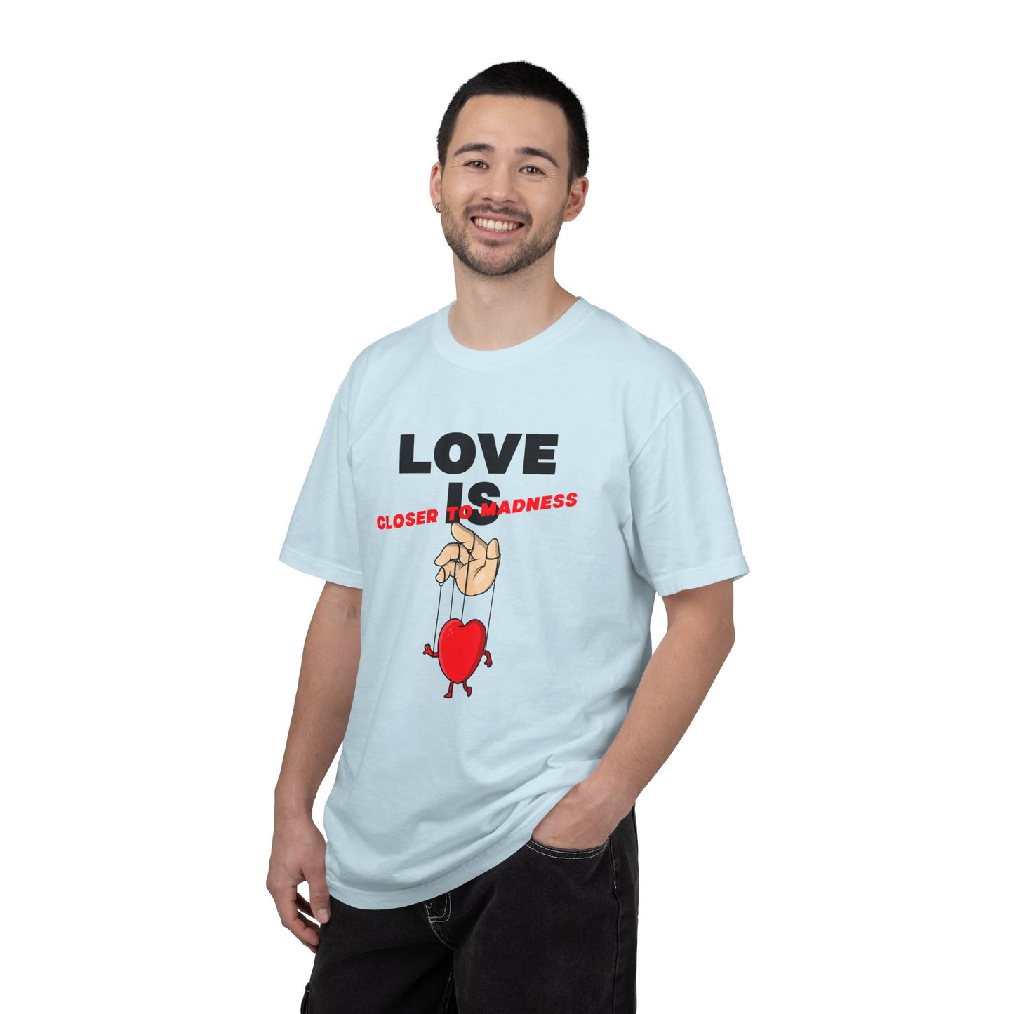 Love Is Closer to Sadness T-shirt | Heart Puppet Illustration