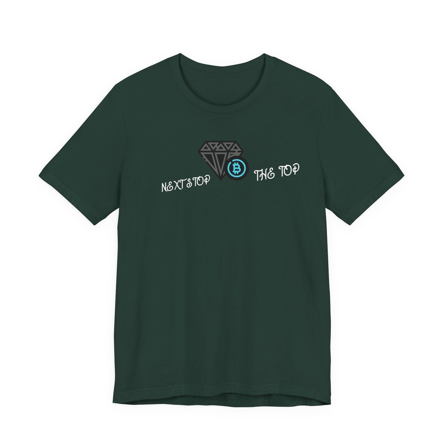 Unisex Jersey Tee with "Never Stop at the Top" Design, Motivational Shirt, Gift for Dreamers, Casual Wear, Inspirational Apparel