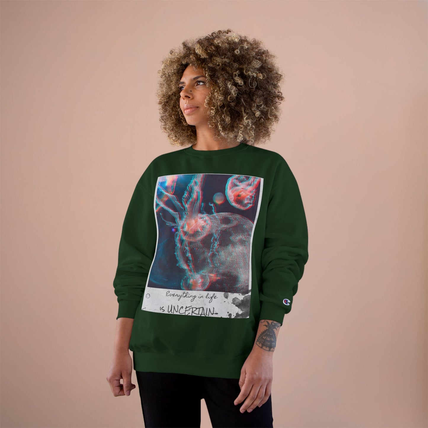 Jellyfish Polaroid Print Sweatshirt | Uncertain Life Quote