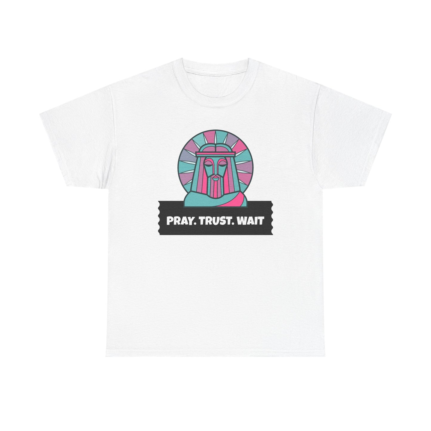 Spiritual Unisex Cotton Tee, Motivational Graphic Shirt, Pray Trust Wait Tee, Gifts for Him/Her, Casual Wear