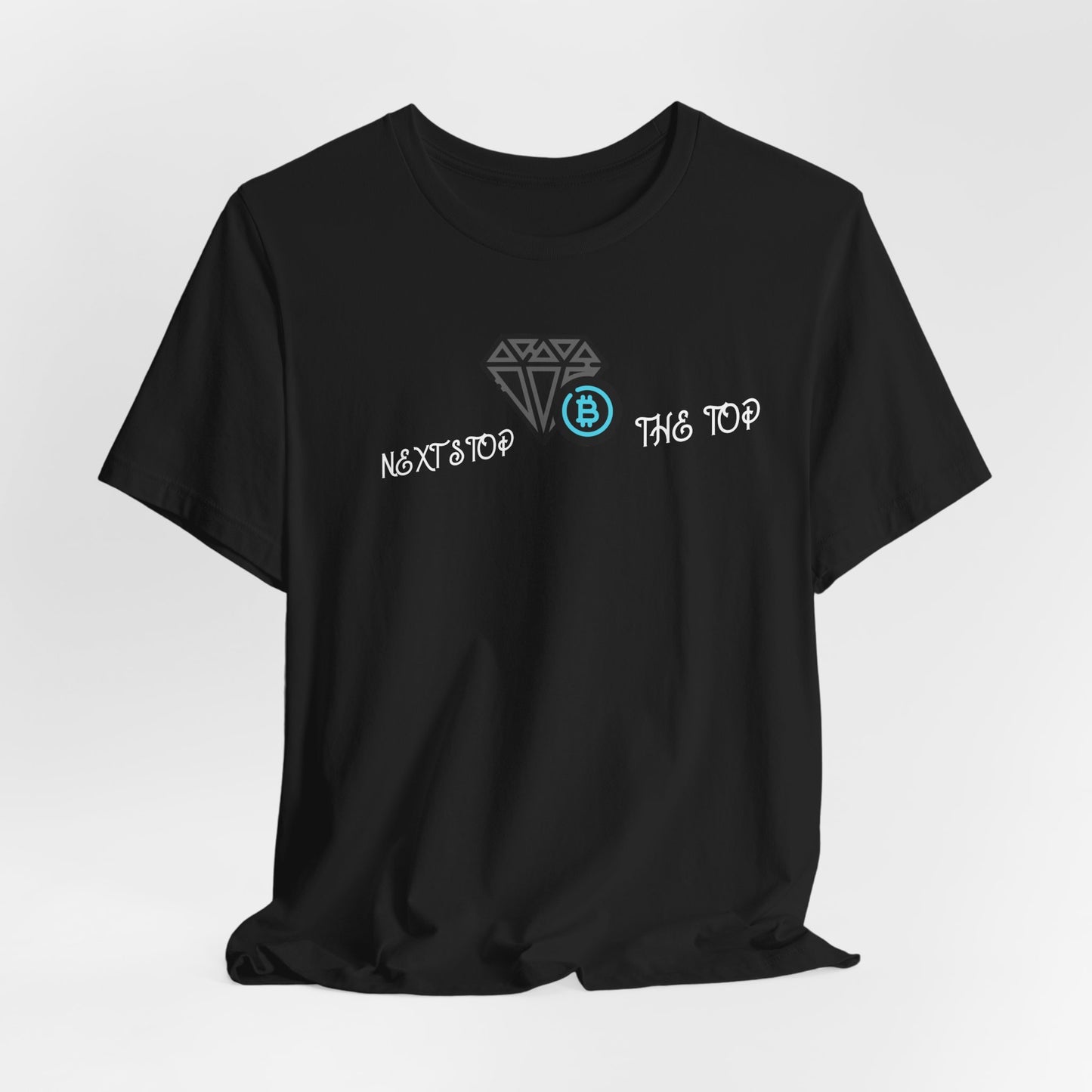 Unisex Jersey Tee with "Never Stop at the Top" Design, Motivational Shirt, Gift for Dreamers, Casual Wear, Inspirational Apparel