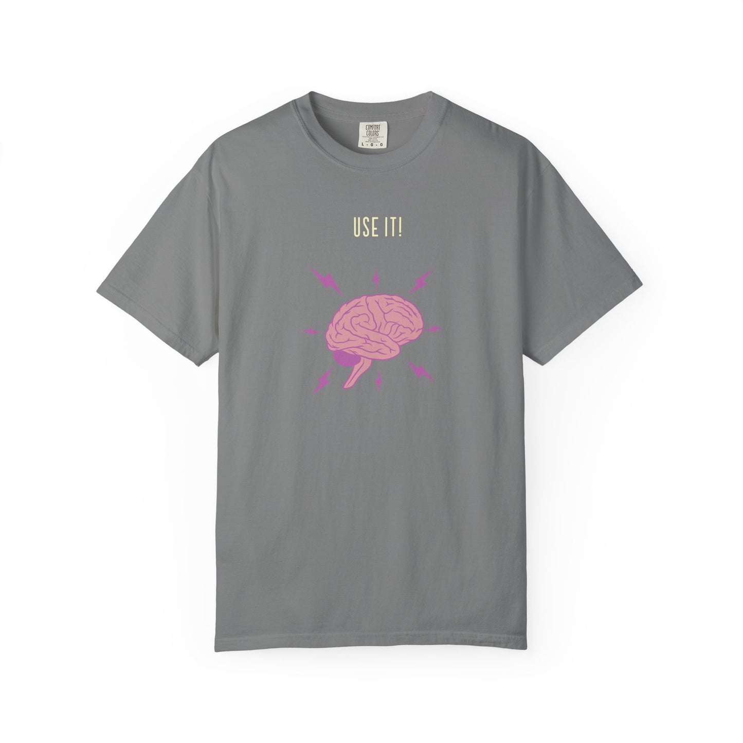 Funny Quote "Use It" Unisex Garment-Dyed T-shirt, Brain Image Tee, Humorous Graphic Top, Quote Tee, Unisex Shirt for Men Women