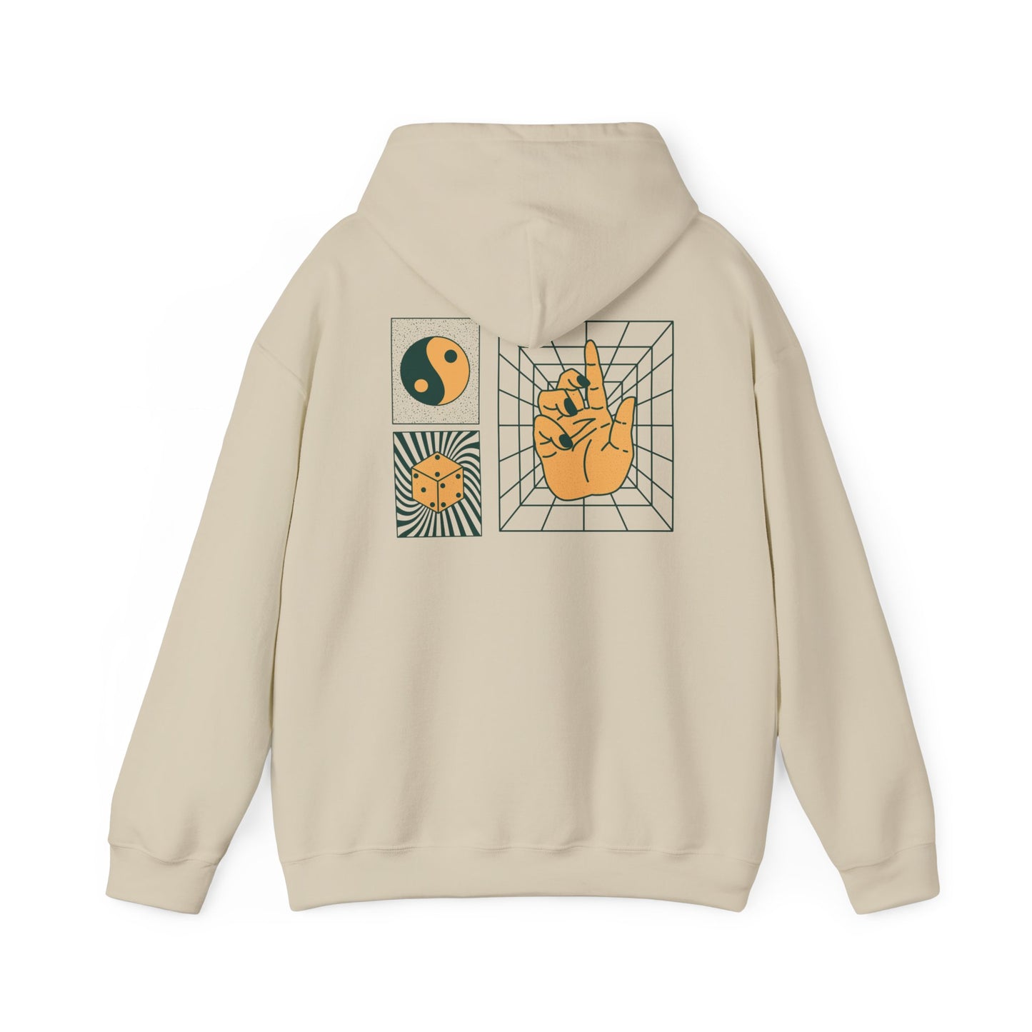 Everyday Balance Unisex Hooded Sweatshirt - Cozy Retro Design for Mindfulness, Yoga, Gifts, Sun Lovers