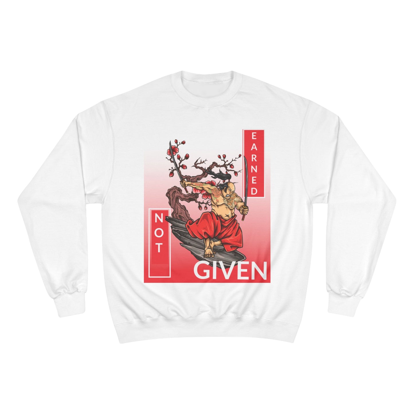 Champion sweatshirt™ Not Given Earned samurai illustration Sweatshirt | Japanese warrior, cherry blossom