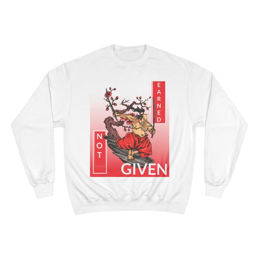 Champion sweatshirt™ Not Given Earned samurai illustration Sweatshirt | Japanese warrior, cherry blossom