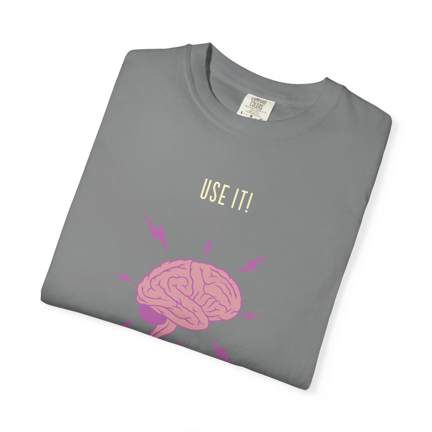 Funny Quote "Use It" Unisex Garment-Dyed T-shirt, Brain Image Tee, Humorous Graphic Top, Quote Tee, Unisex Shirt for Men Women