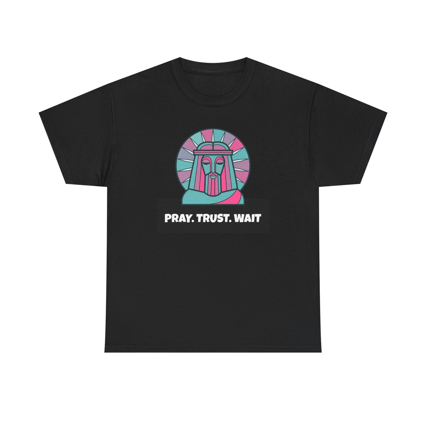 Spiritual Unisex Cotton Tee, Motivational Graphic Shirt, Pray Trust Wait Tee, Gifts for Him/Her, Casual Wear