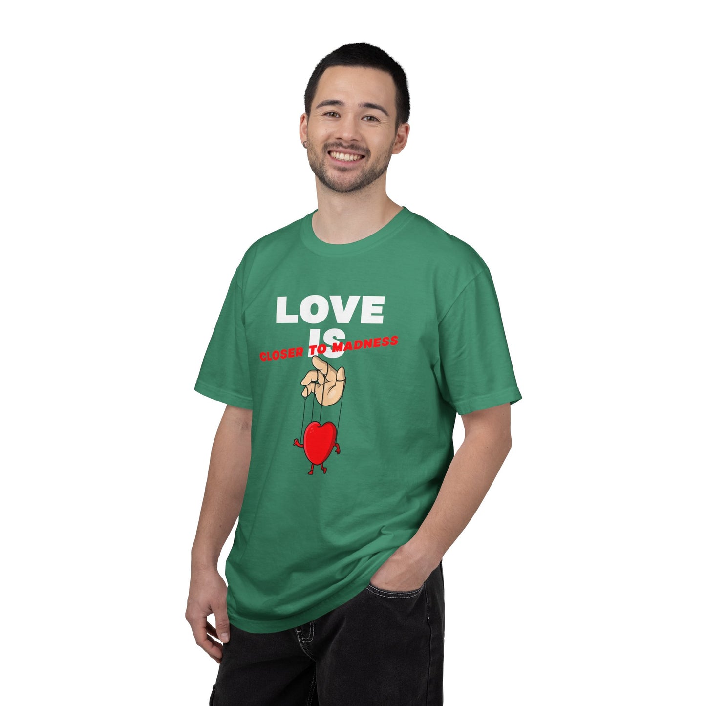 Love Is Closer to Sadness T-shirt | Heart Puppet Illustration