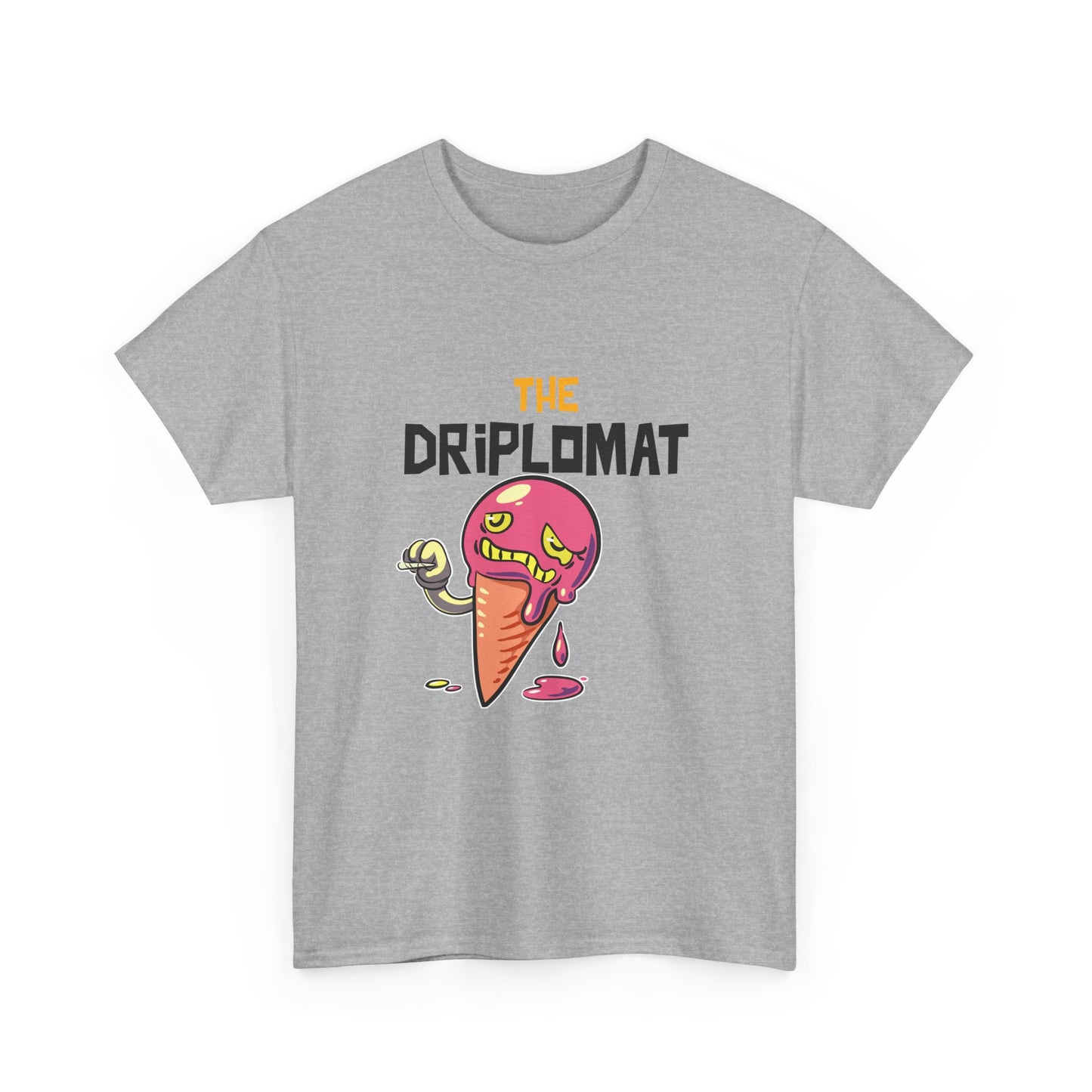 The Driplomat Ice Cream Tee, Fun Unisex Heavy Cotton T-Shirt, Cute Dessert Top, Quirky Apparel, Gift for Ice Cream Lovers