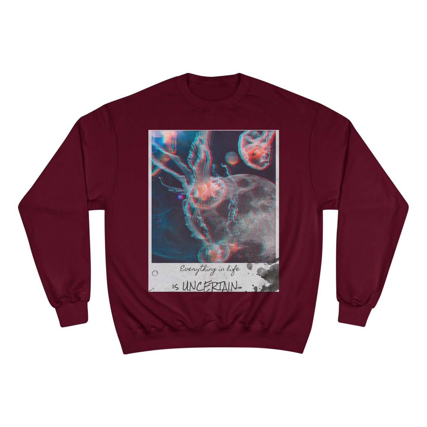 Jellyfish Polaroid Print Sweatshirt | Uncertain Life Quote