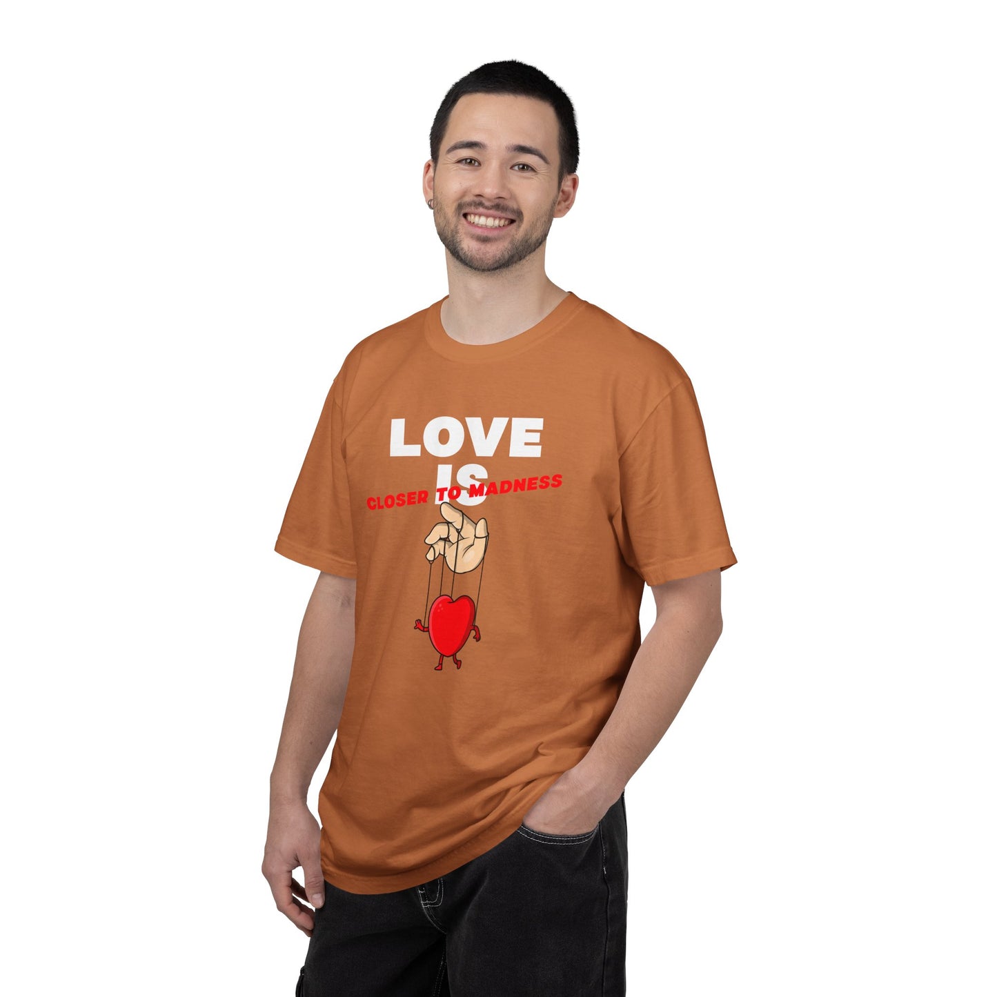 Love Is Closer to Sadness T-shirt | Heart Puppet Illustration