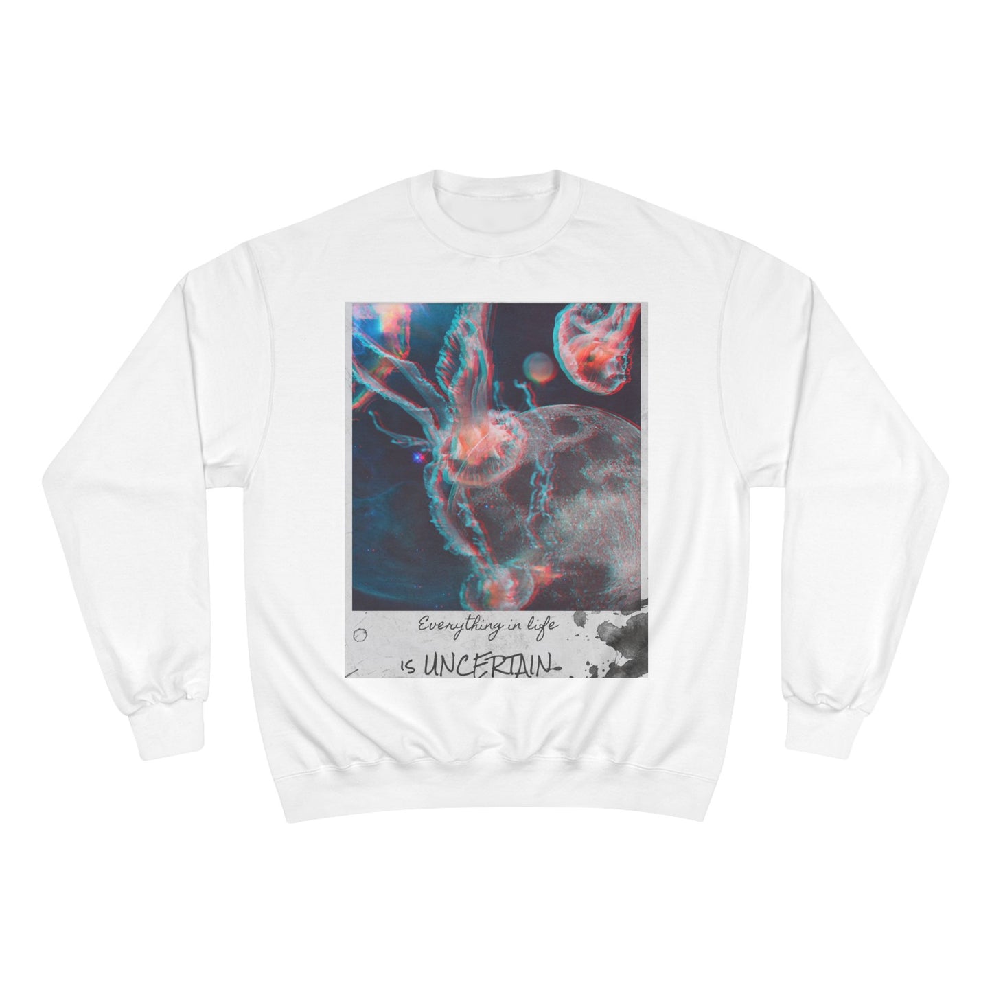 Jellyfish Polaroid Print Sweatshirt | Uncertain Life Quote