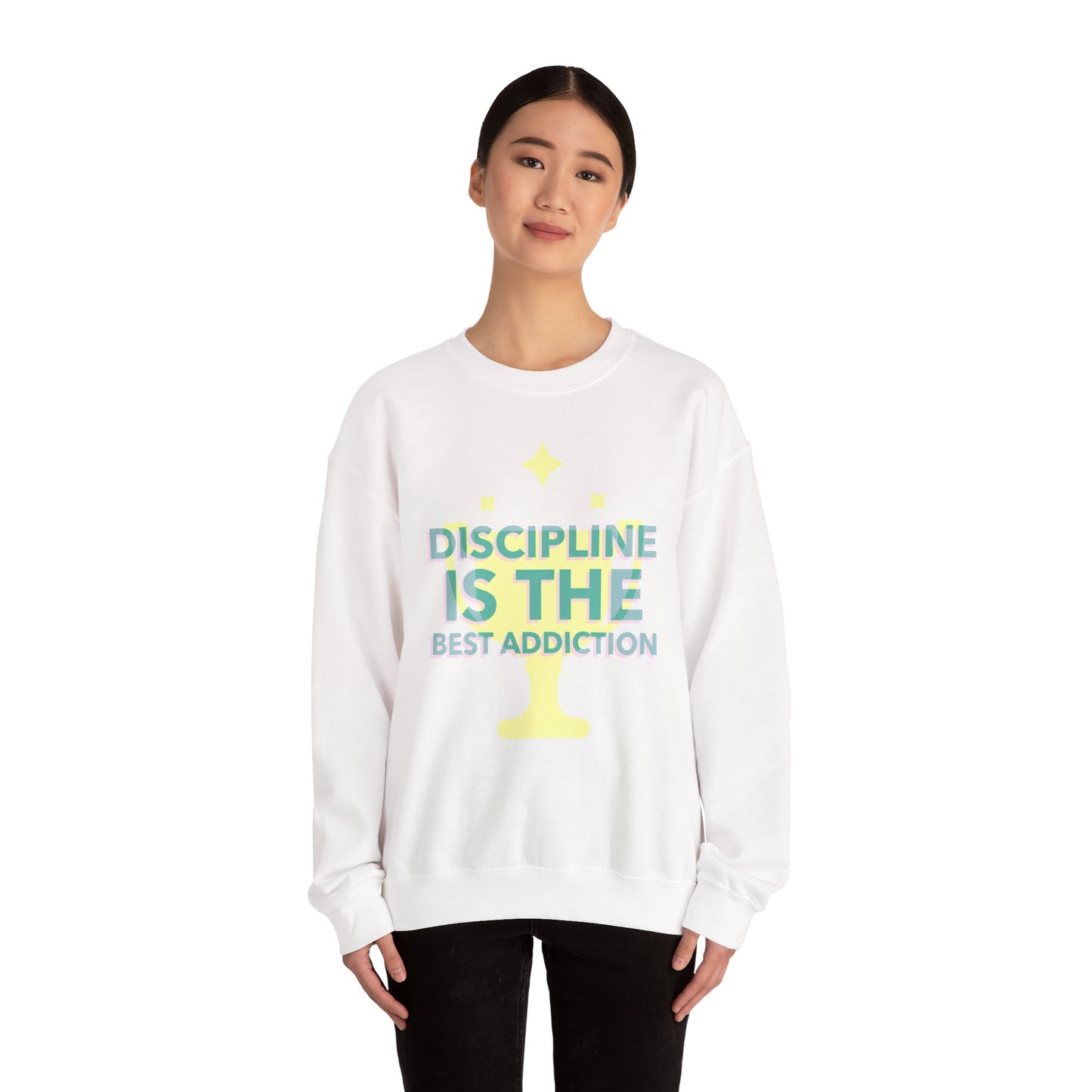 Discipline Motivation Unisex Sweatshirt, Inspirational Quote Crewneck Jumper for Men and Women, Workout Apparel, Fitness Gift, Gym Pullover