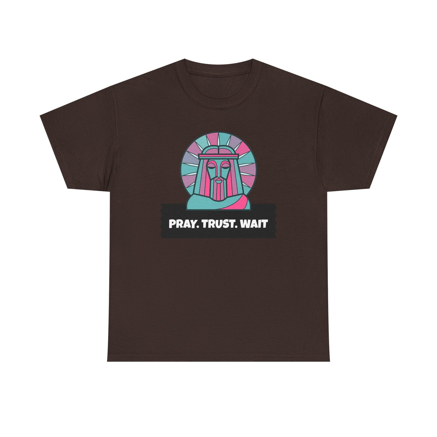 Spiritual Unisex Cotton Tee, Motivational Graphic Shirt, Pray Trust Wait Tee, Gifts for Him/Her, Casual Wear