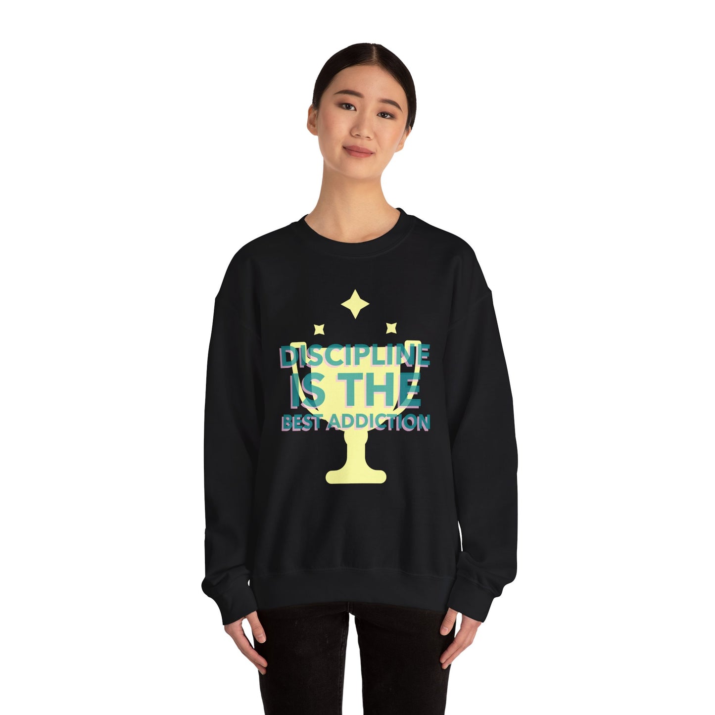 Discipline Motivation Unisex Sweatshirt, Inspirational Quote Crewneck Jumper for Men and Women, Workout Apparel, Fitness Gift, Gym Pullover