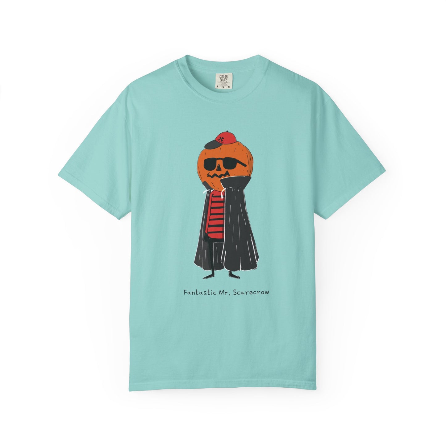 Funny Pumpkin Unisex Garment-Dyed T-shirt, Mr FANTASTIC scarecrow FOR HALLOWEEN, Fall Tee, Halloween Shirt, Pumpkin Costume, Autumn Apparel