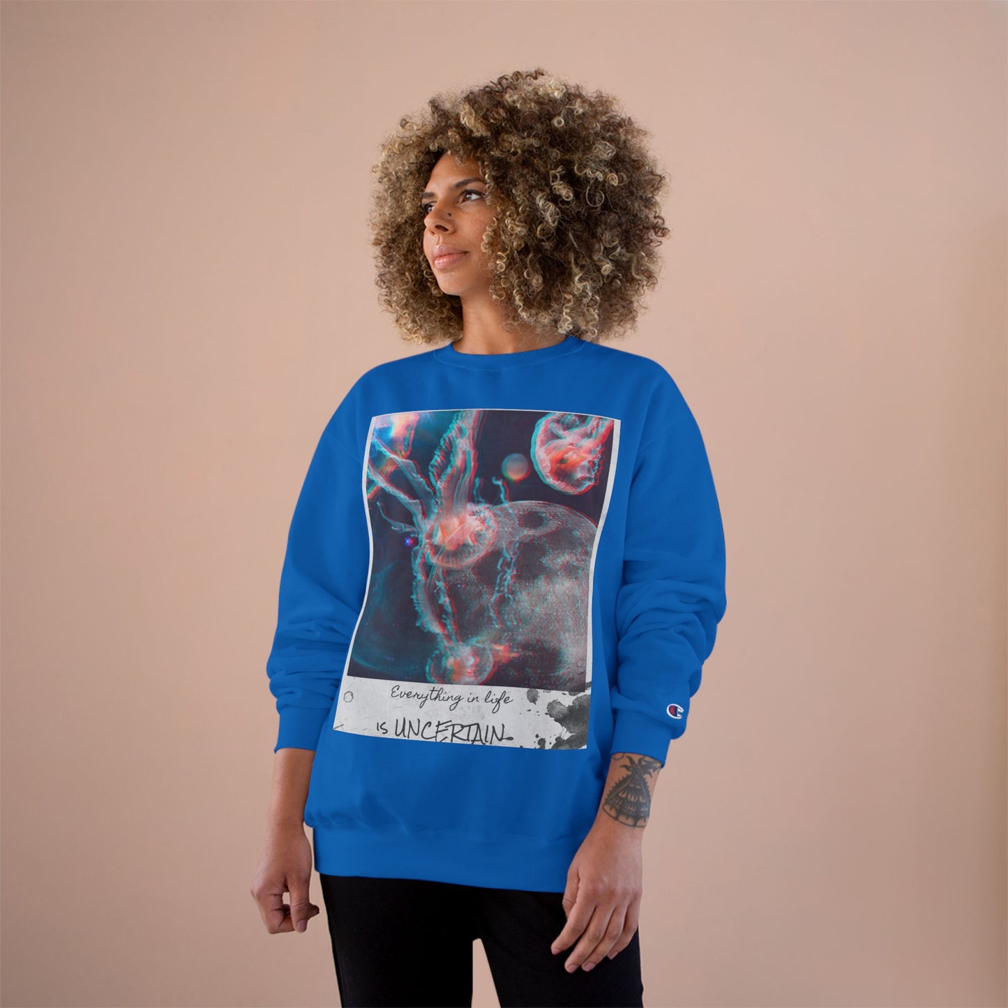 Jellyfish Polaroid Print Sweatshirt | Uncertain Life Quote