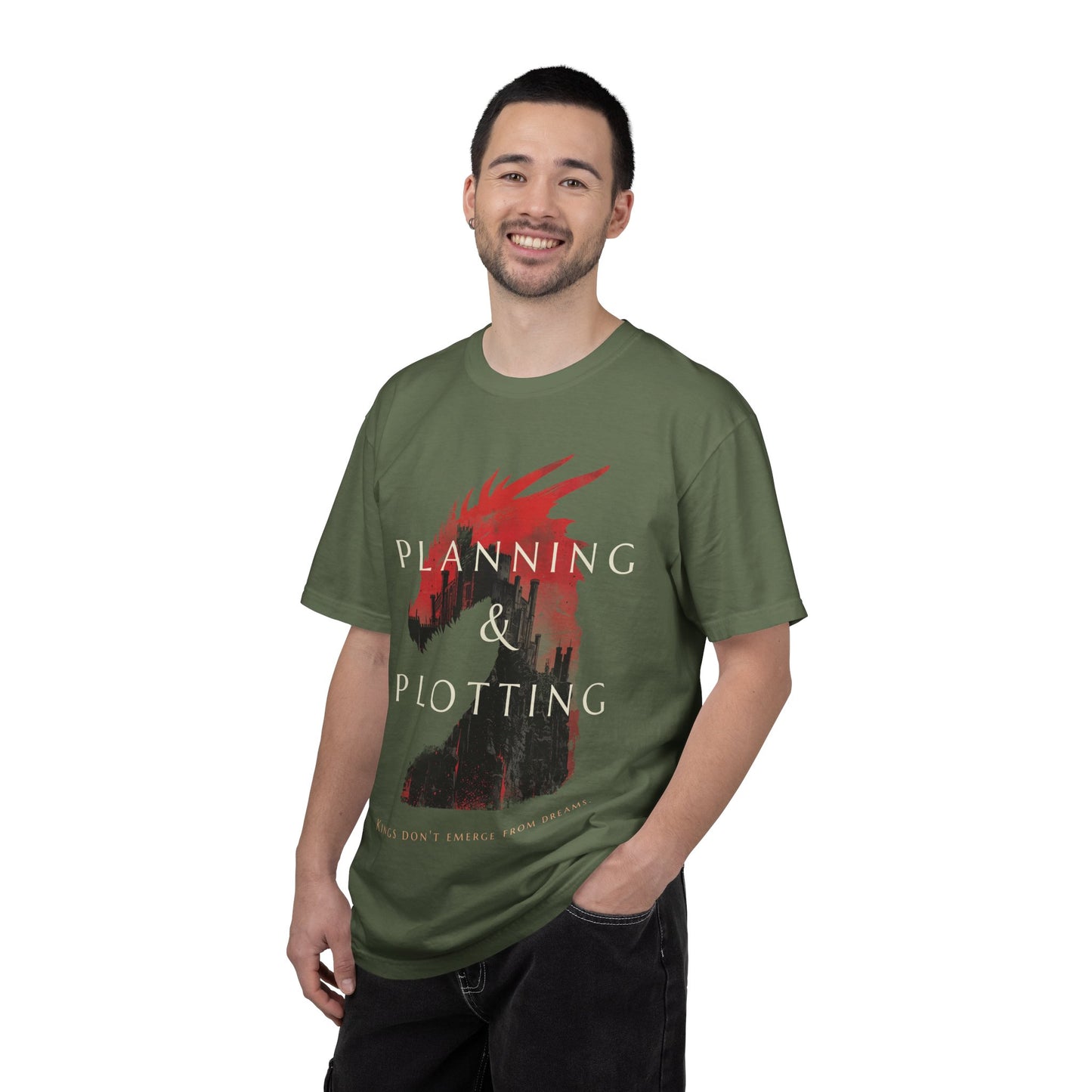 Dragon Design Inspirational Unisex T-shirt, Motivational Planning & Plotting Kings Tee, Graphic Tee, Gift for Him, Gift for Her