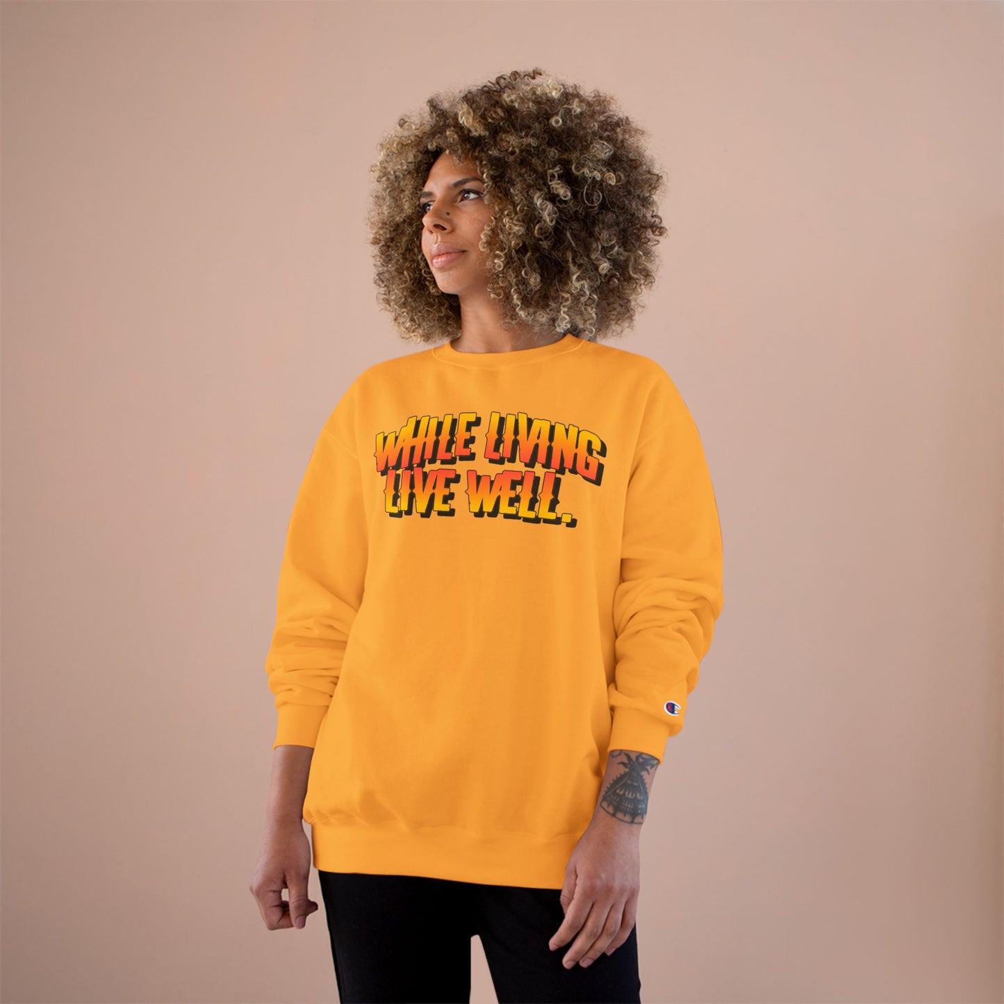 While Living Live Well sweatshirt | Retro 3D text, motivational slogan