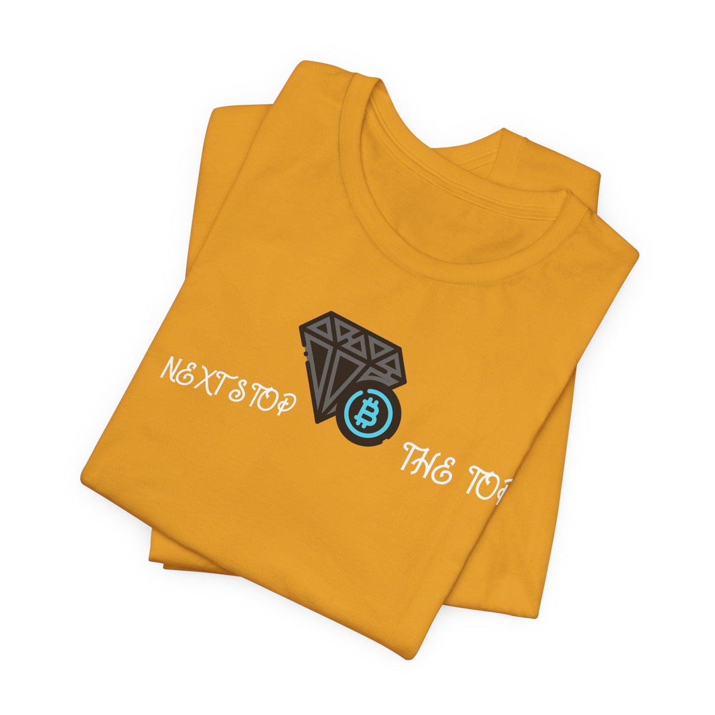 Unisex Jersey Tee with "Never Stop at the Top" Design, Motivational Shirt, Gift for Dreamers, Casual Wear, Inspirational Apparel