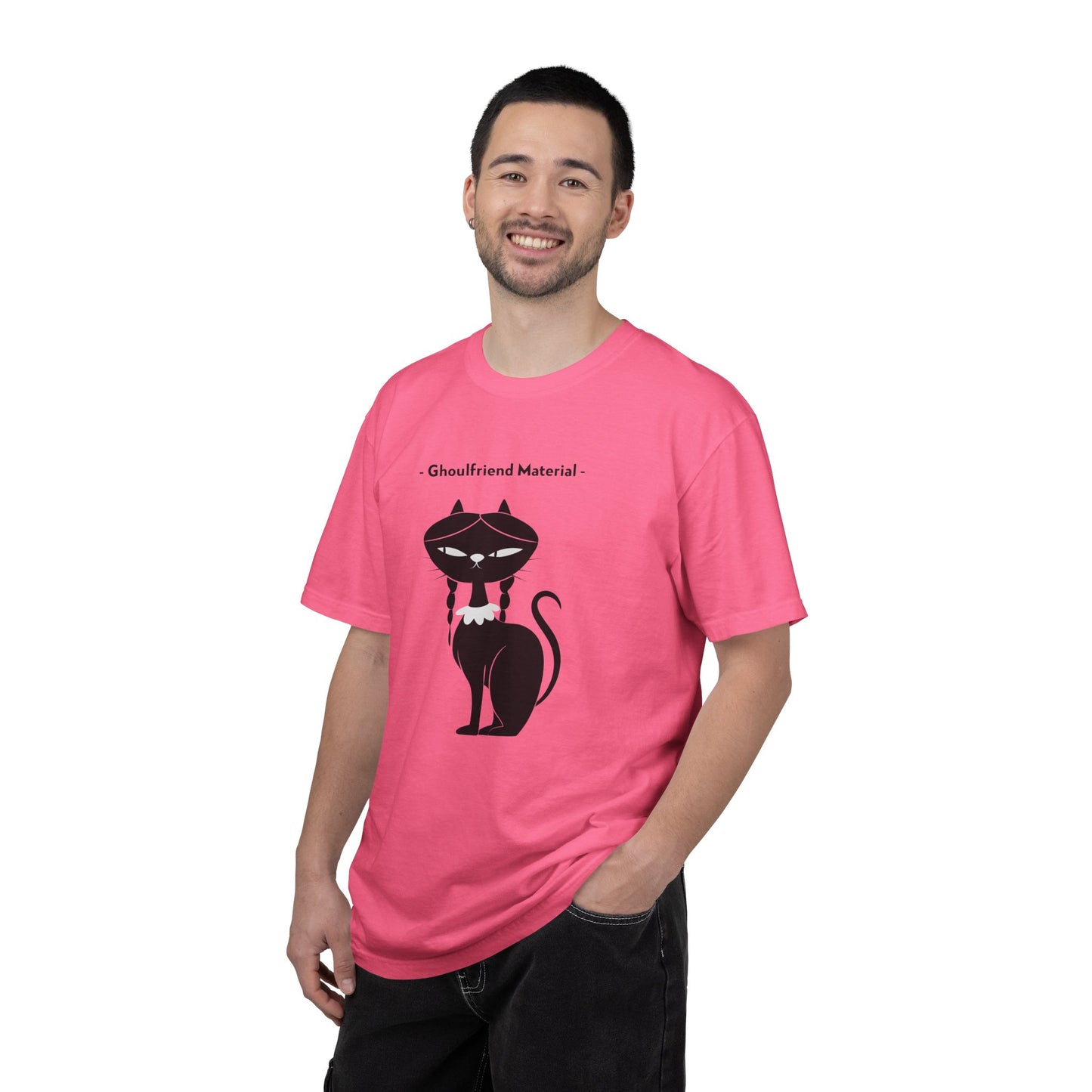 Ghouli-friend Material Cat T-Shirt, Unisex Horror Tee, Cute Cat Lover Gift, Halloween Apparel, Spooky Graphic Shirt