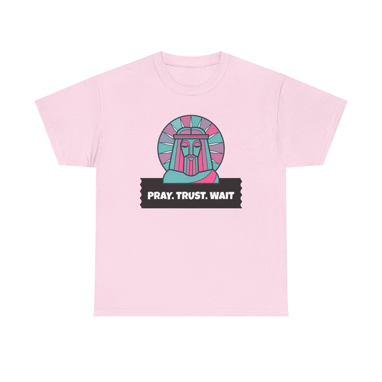 Spiritual Unisex Cotton Tee, Motivational Graphic Shirt, Pray Trust Wait Tee, Gifts for Him/Her, Casual Wear