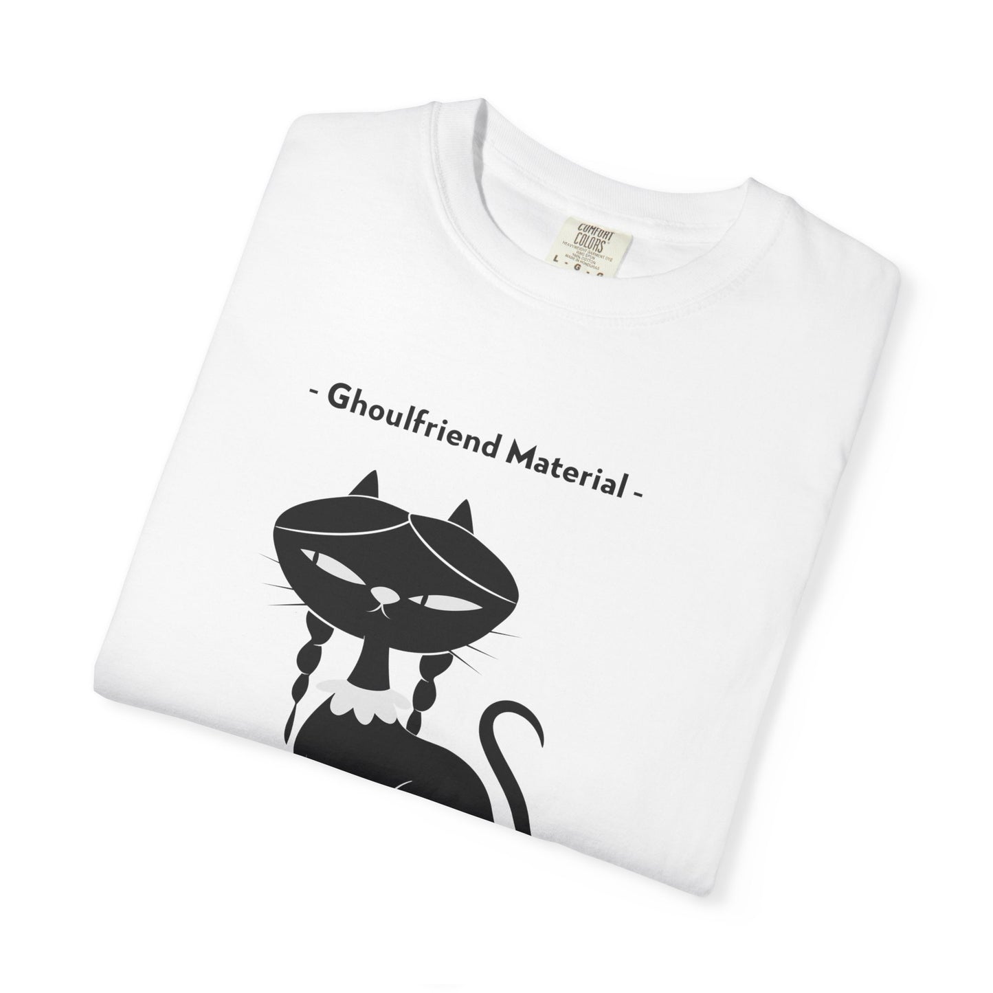Ghouli-friend Material Cat T-Shirt, Unisex Horror Tee, Cute Cat Lover Gift, Halloween Apparel, Spooky Graphic Shirt