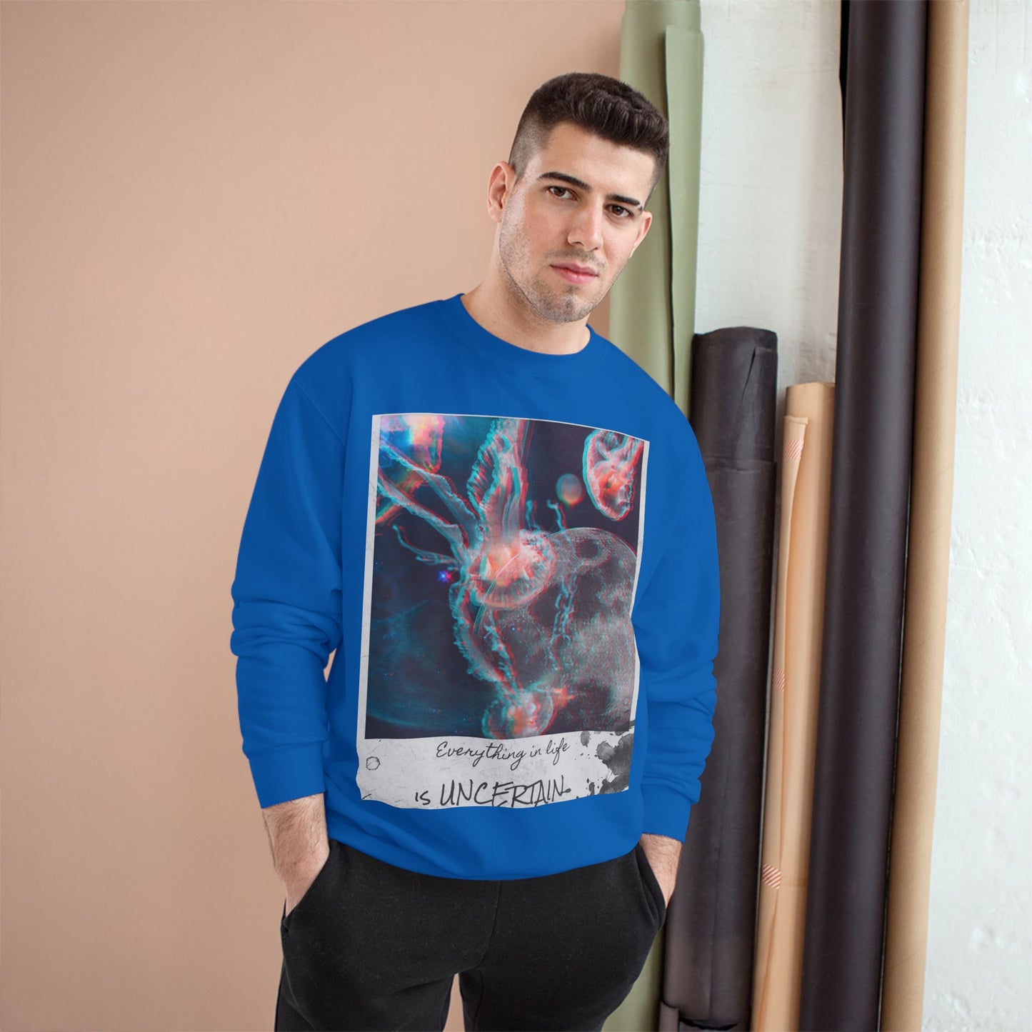 Jellyfish Polaroid Print Sweatshirt | Uncertain Life Quote