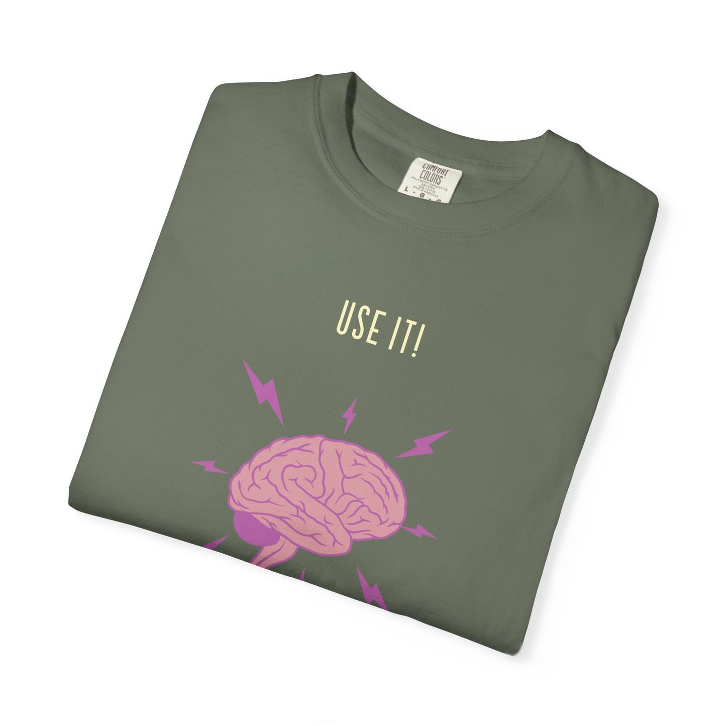 Funny Quote "Use It" Unisex Garment-Dyed T-shirt, Brain Image Tee, Humorous Graphic Top, Quote Tee, Unisex Shirt for Men Women