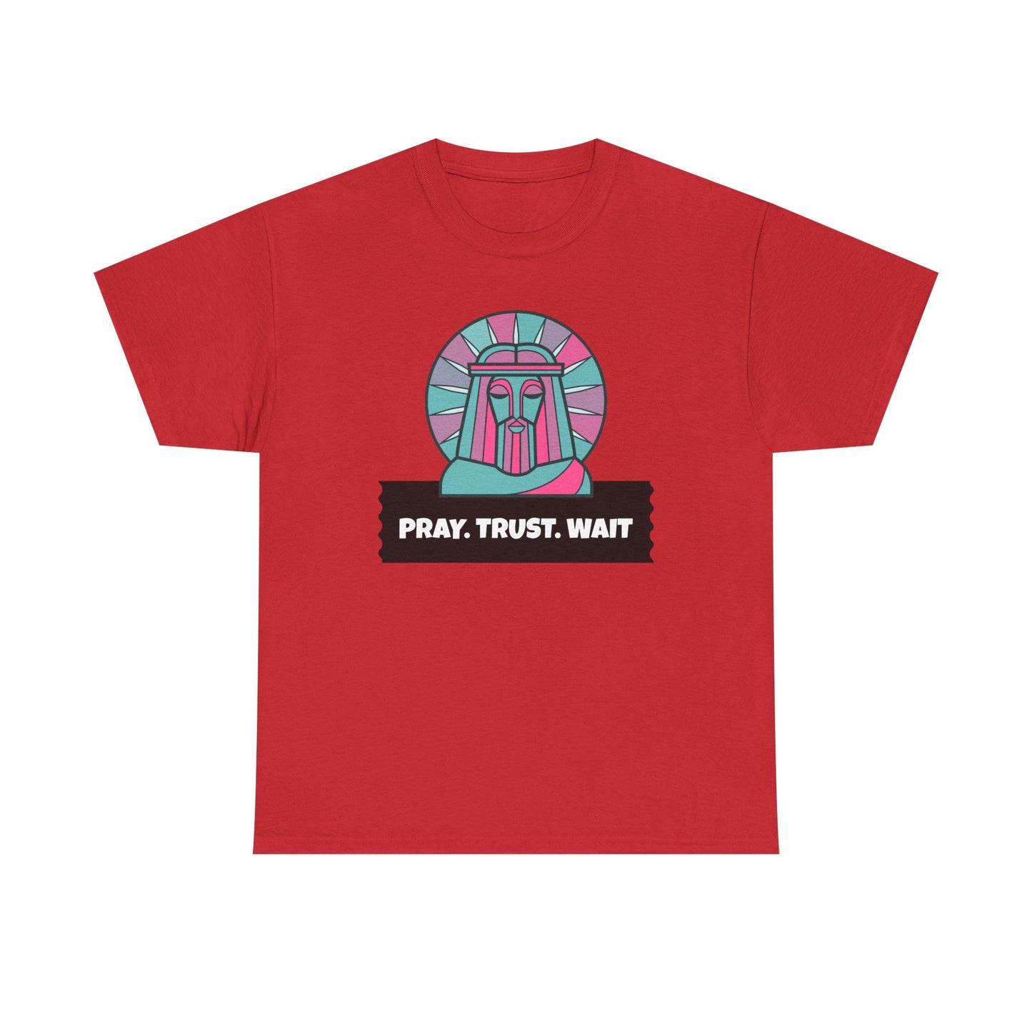 Spiritual Unisex Cotton Tee, Motivational Graphic Shirt, Pray Trust Wait Tee, Gifts for Him/Her, Casual Wear