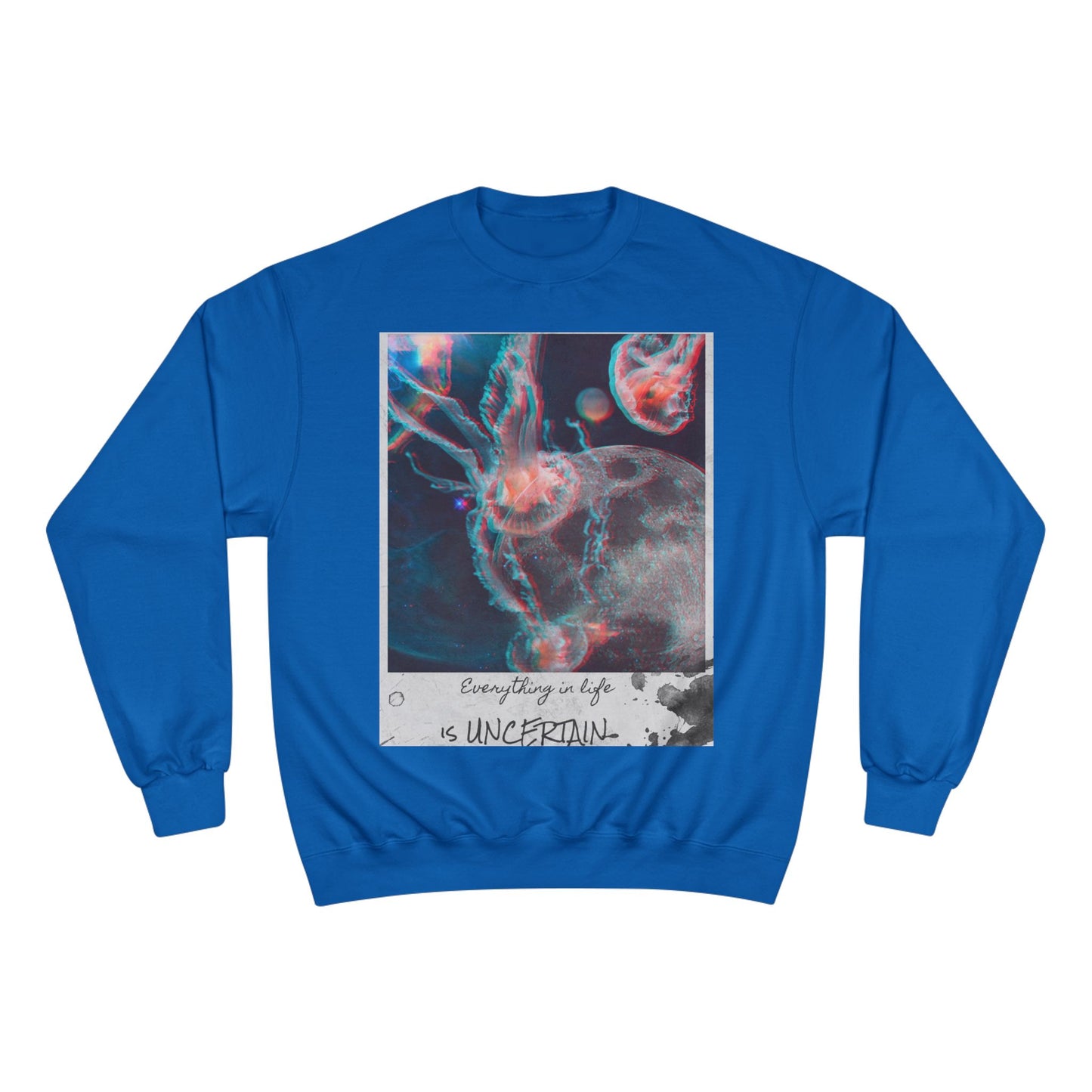 Jellyfish Polaroid Print Sweatshirt | Uncertain Life Quote