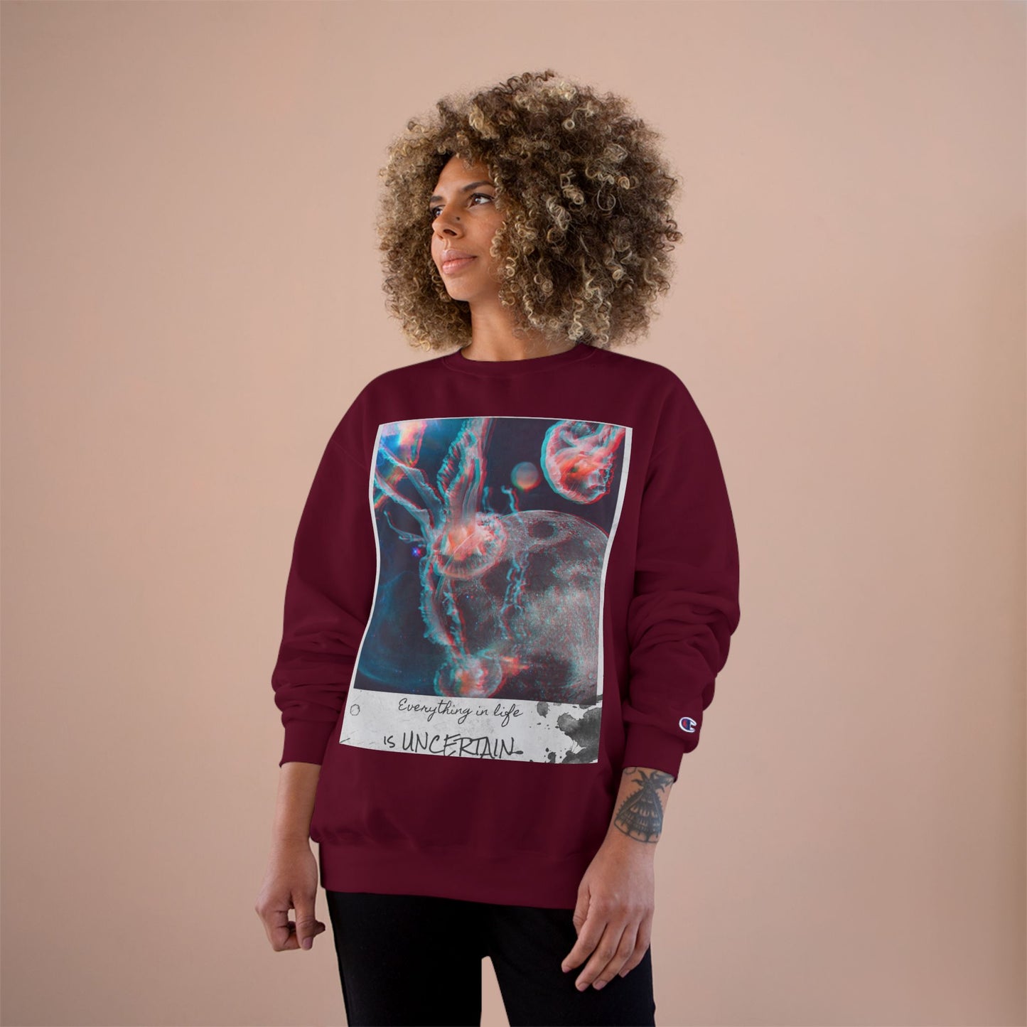 Jellyfish Polaroid Print Sweatshirt | Uncertain Life Quote