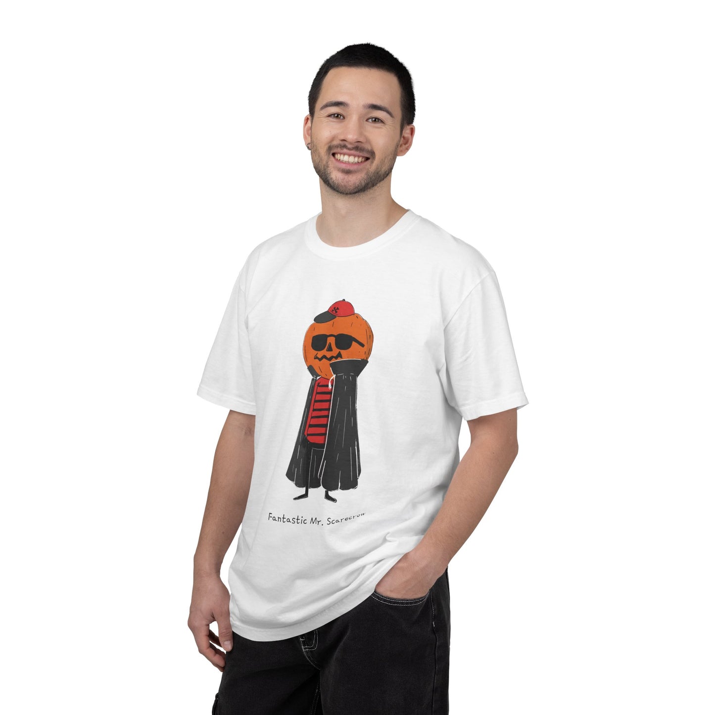 Funny Pumpkin Unisex Garment-Dyed T-shirt, Mr FANTASTIC scarecrow FOR HALLOWEEN, Fall Tee, Halloween Shirt, Pumpkin Costume, Autumn Apparel