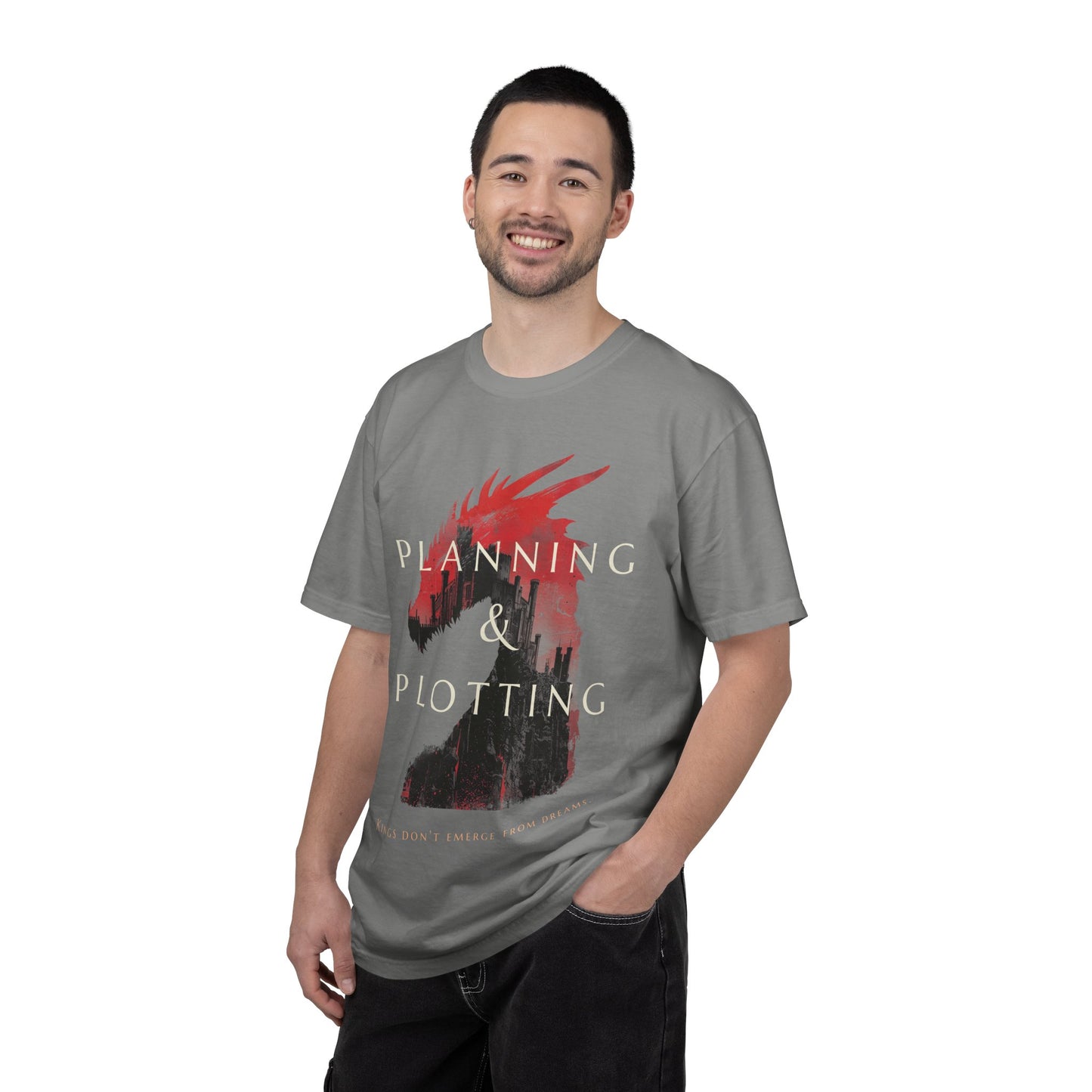 Dragon Design Inspirational Unisex T-shirt, Motivational Planning & Plotting Kings Tee, Graphic Tee, Gift for Him, Gift for Her