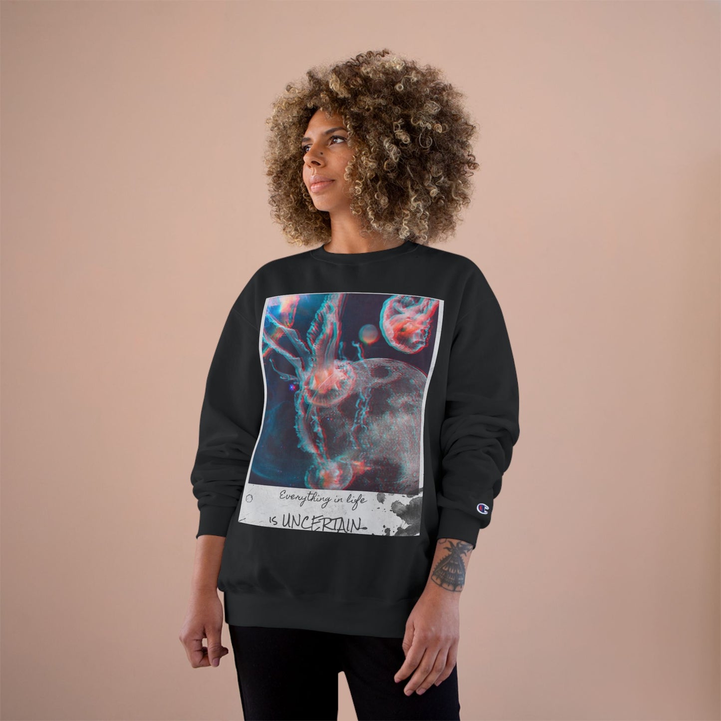Jellyfish Polaroid Print Sweatshirt | Uncertain Life Quote