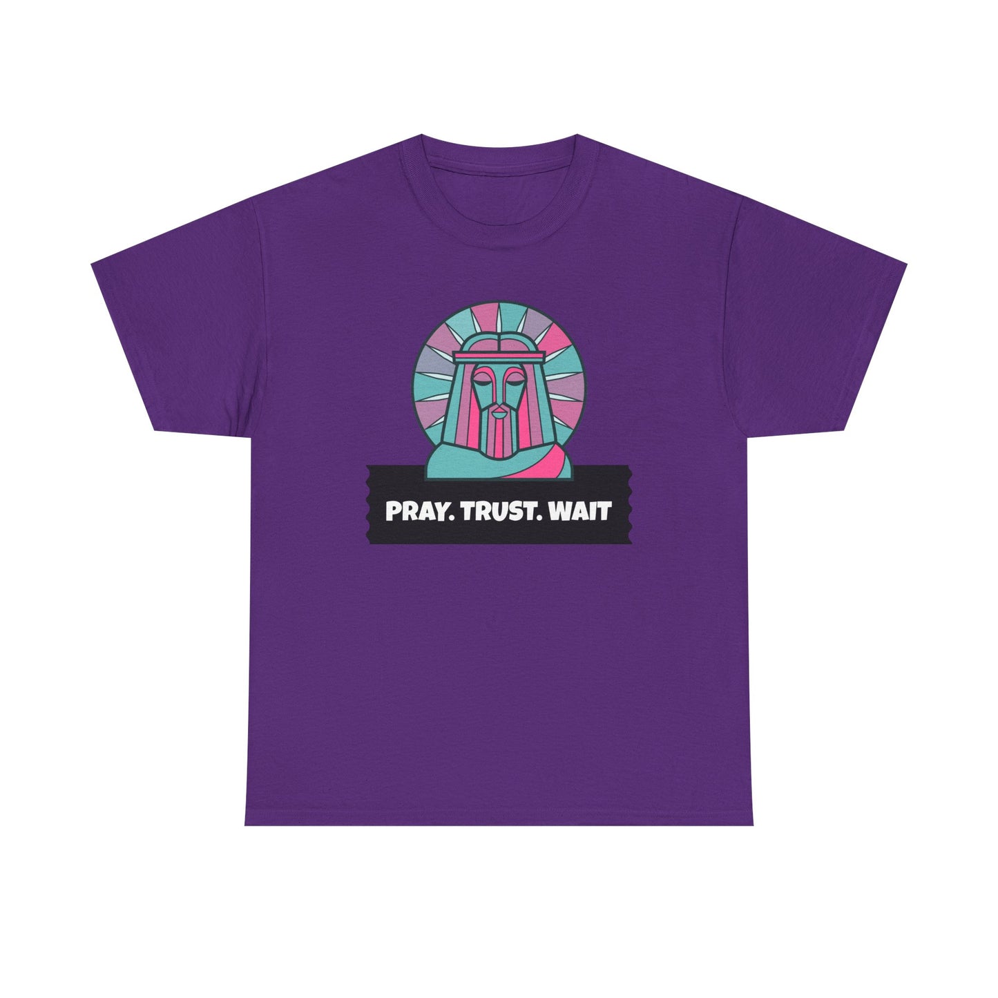 Spiritual Unisex Cotton Tee, Motivational Graphic Shirt, Pray Trust Wait Tee, Gifts for Him/Her, Casual Wear