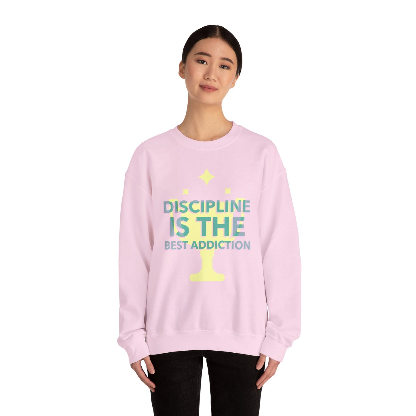 Discipline Motivation Unisex Sweatshirt, Inspirational Quote Crewneck Jumper for Men and Women, Workout Apparel, Fitness Gift, Gym Pullover