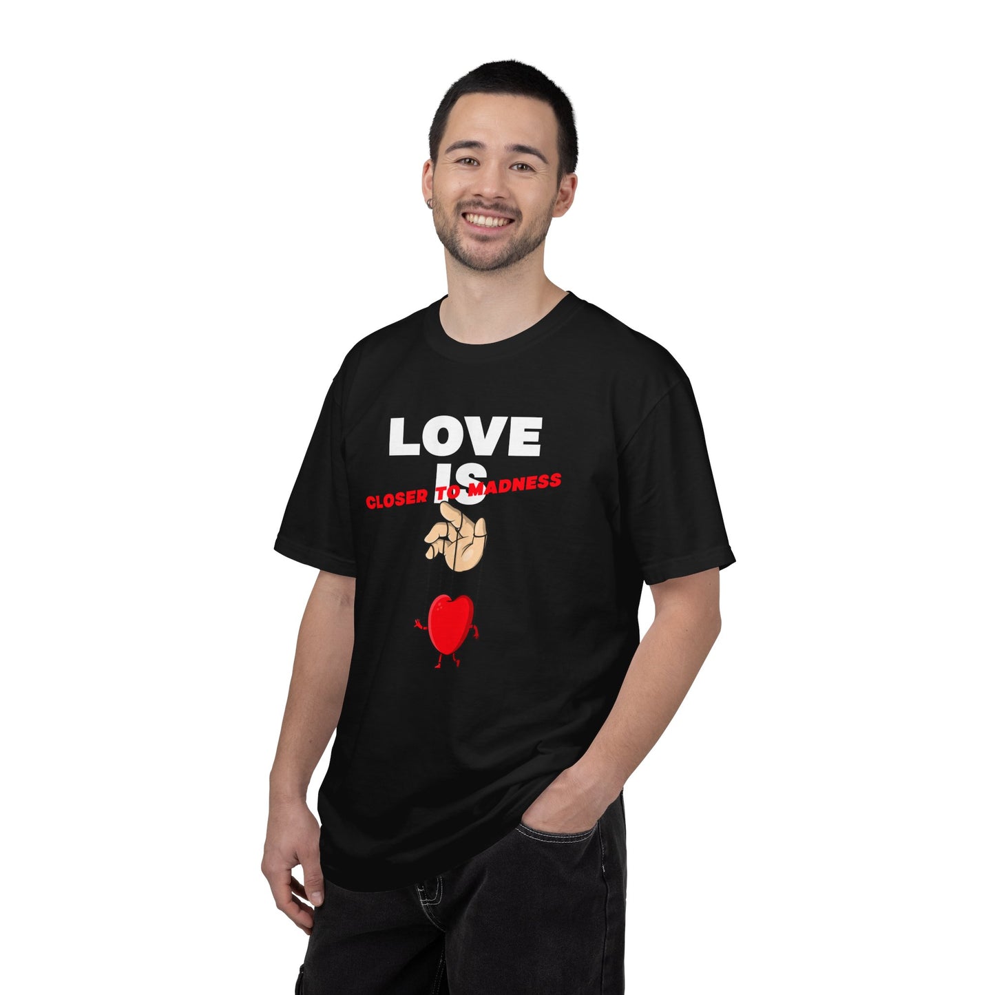 Love Is Closer to Sadness T-shirt | Heart Puppet Illustration